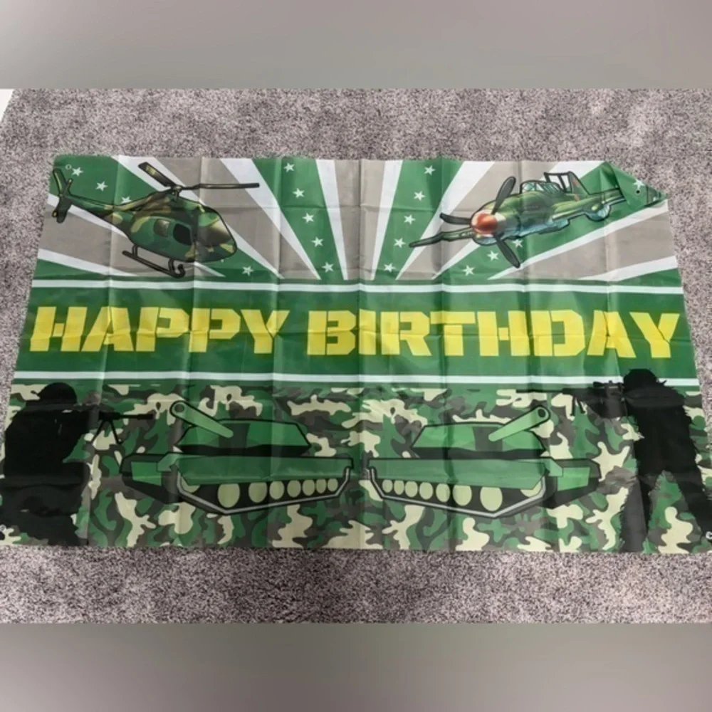 Happy Birthday backdrop-military